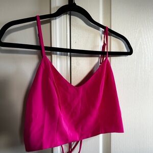 Pink Lilly hot pink tie back crop spaghetti tank